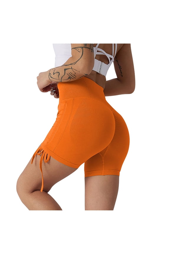 Shorts for Women Booty Shorts Naughty Scrunch Butt Lifting Leggings Workout High Waisted Bottom Shorts, Seamless Gym Yoga Shorts for Women Side Drawstring S-L