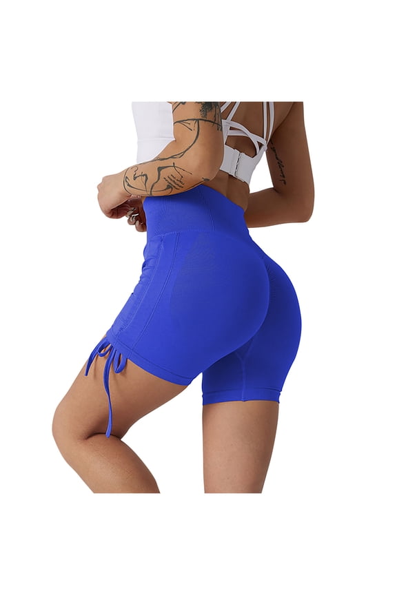 Shorts for Women Booty Shorts Naughty Scrunch Butt Lifting Leggings Workout High Waisted Bottom Shorts, Seamless Gym Yoga Shorts for Women Side Drawstring S-L