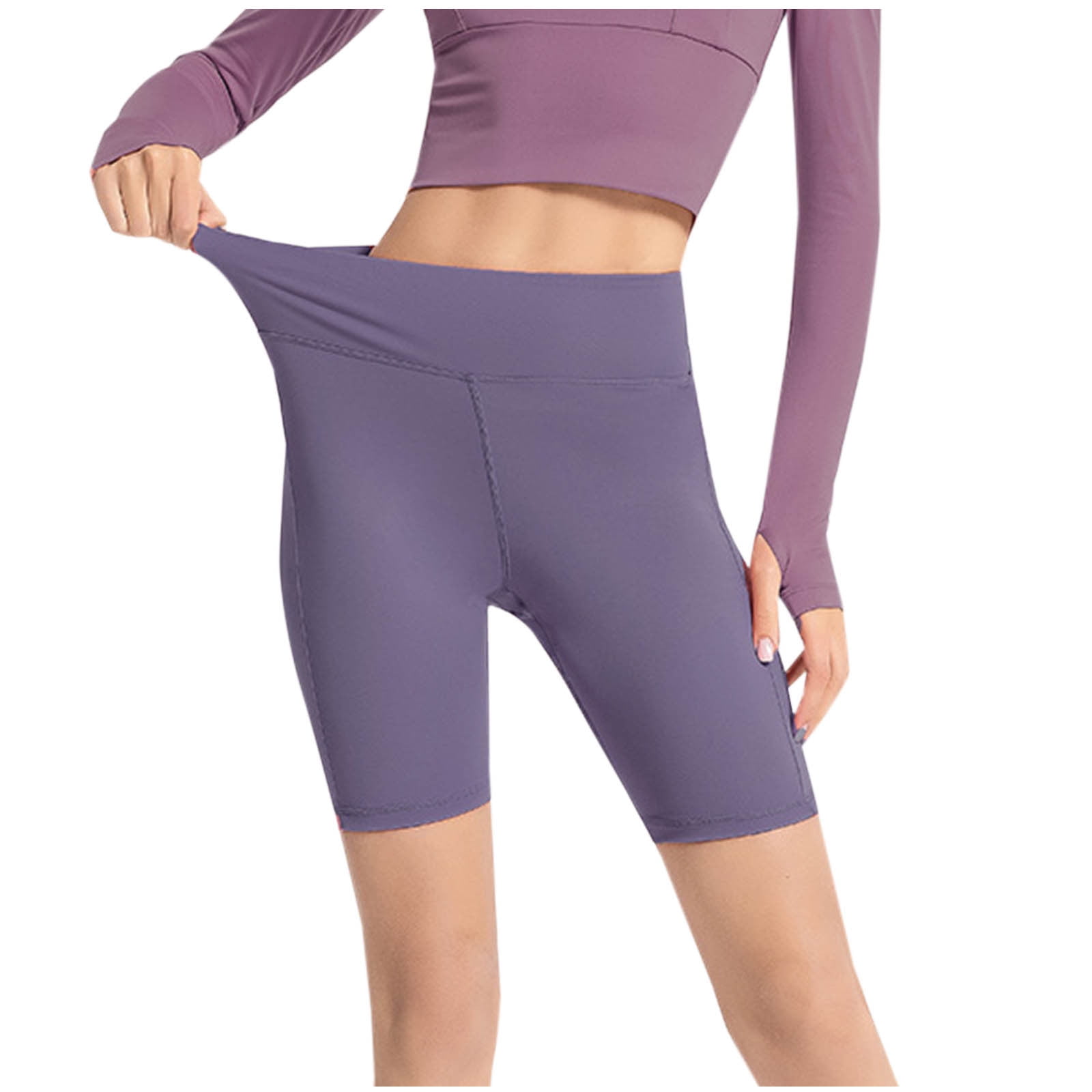 Jetjoy 2-Pack Women's Seamless Workout Shorts - High Waist Tummy Control Scrunch Butt Biker Shorts - View #9