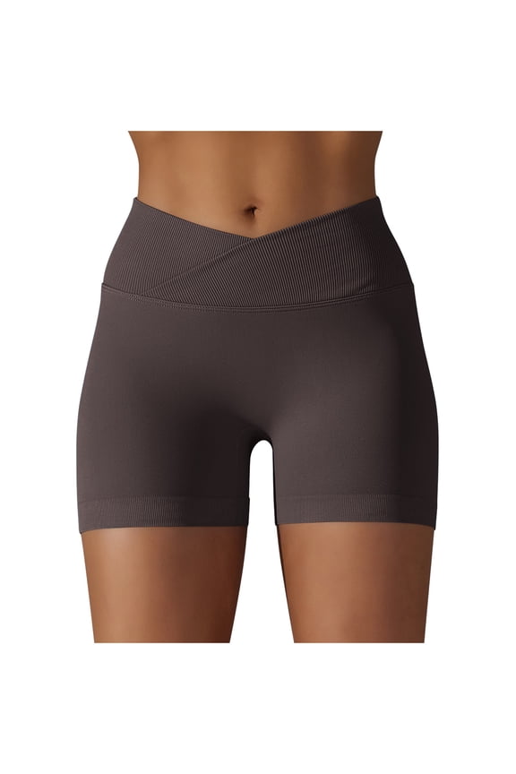 Shorts for Women Crossover Biker Shorts 3'' / 5'' - Criss Cross High Waisted Workout Yoga Shorts Buttery Soft, 1 Pack Active Gym Spandex Stretchy Yoga