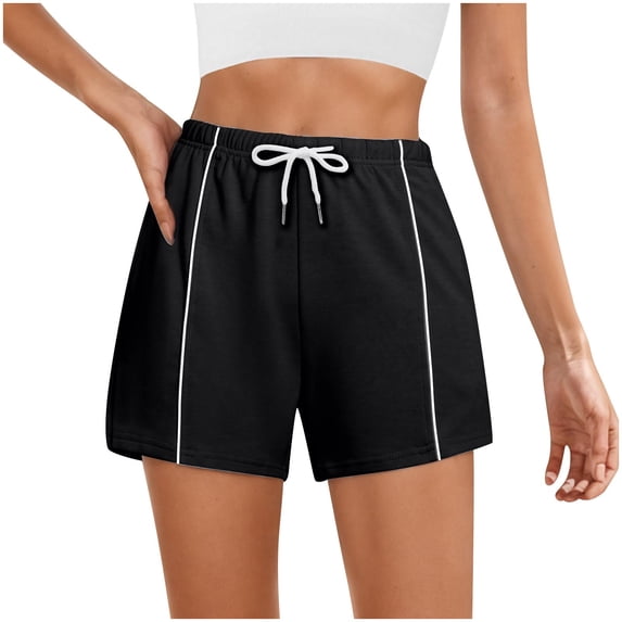 HomeGardon Shorts for Women,Womens Yoga Shorts Fashion Solid Color Shorts with Elastic Waistband Drawstring Side Pockets for Casual Wear,S-XXL