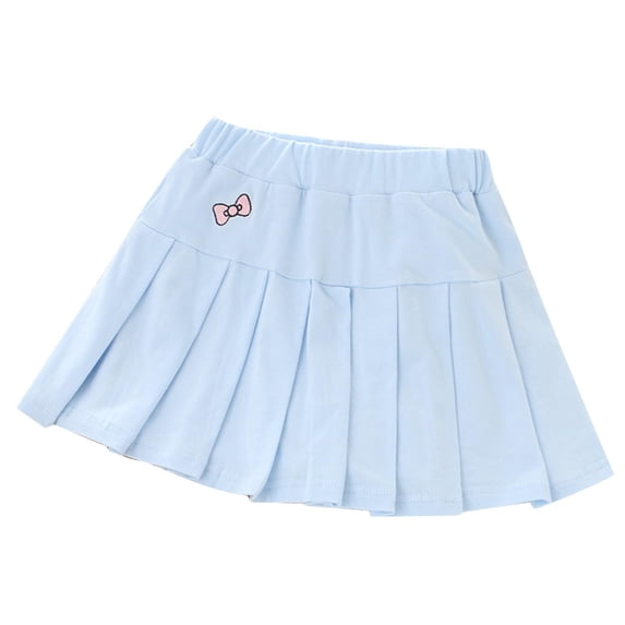 HomeGardon Back to School Skirts for Girls Fashionable Elastic Waist Bow Pleated Skirt Versatile Casual Half Skirt
