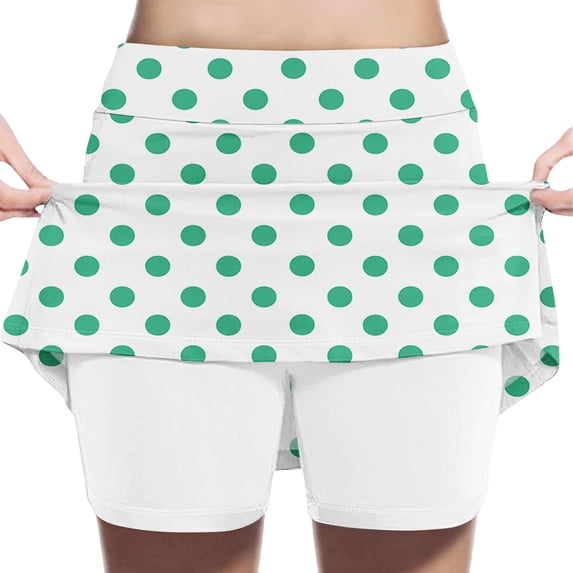 HomeGardon Back to School Skirts for Girls Girl Skort Fashion Polka Dots Loose High Waist A-line Fake Two Piece Sports Pants Skirt Half Body Skirt