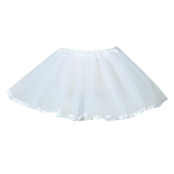 HomeGardon Back to School Skirts for Girls Girls Solid Color Elastic Waistband Mesh Skirt Dance Skirt Layered Princess Skirt
