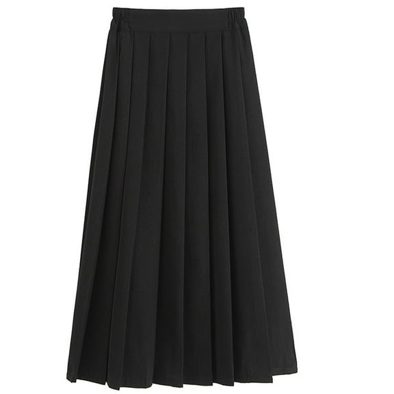 HomeGardon Back to School Skirts for Girls Junior Uniform Pleated Short Skirt Mid Length Skirt College Style Elastic Waisted Student Skirt