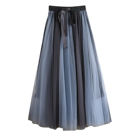 HomeGardon Skirts for Women Midi Skirts Woman Temperament Toning High Waist Slim-Line Net Yarn Puffy Skirt