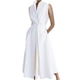 thumbnail image 1 of HomeGardon Sleeveless Dress for Women Woman Print Sleeveless Button Elastic Waist Pocket Turndown Collar Dress, 1 of 6