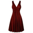 thumbnail image 1 of HomeGardon Sleeveless Dress for Women Women's Fashion V-neck Retro Sling Pleated Slim Flare Skirt Dresse, 1 of 6
