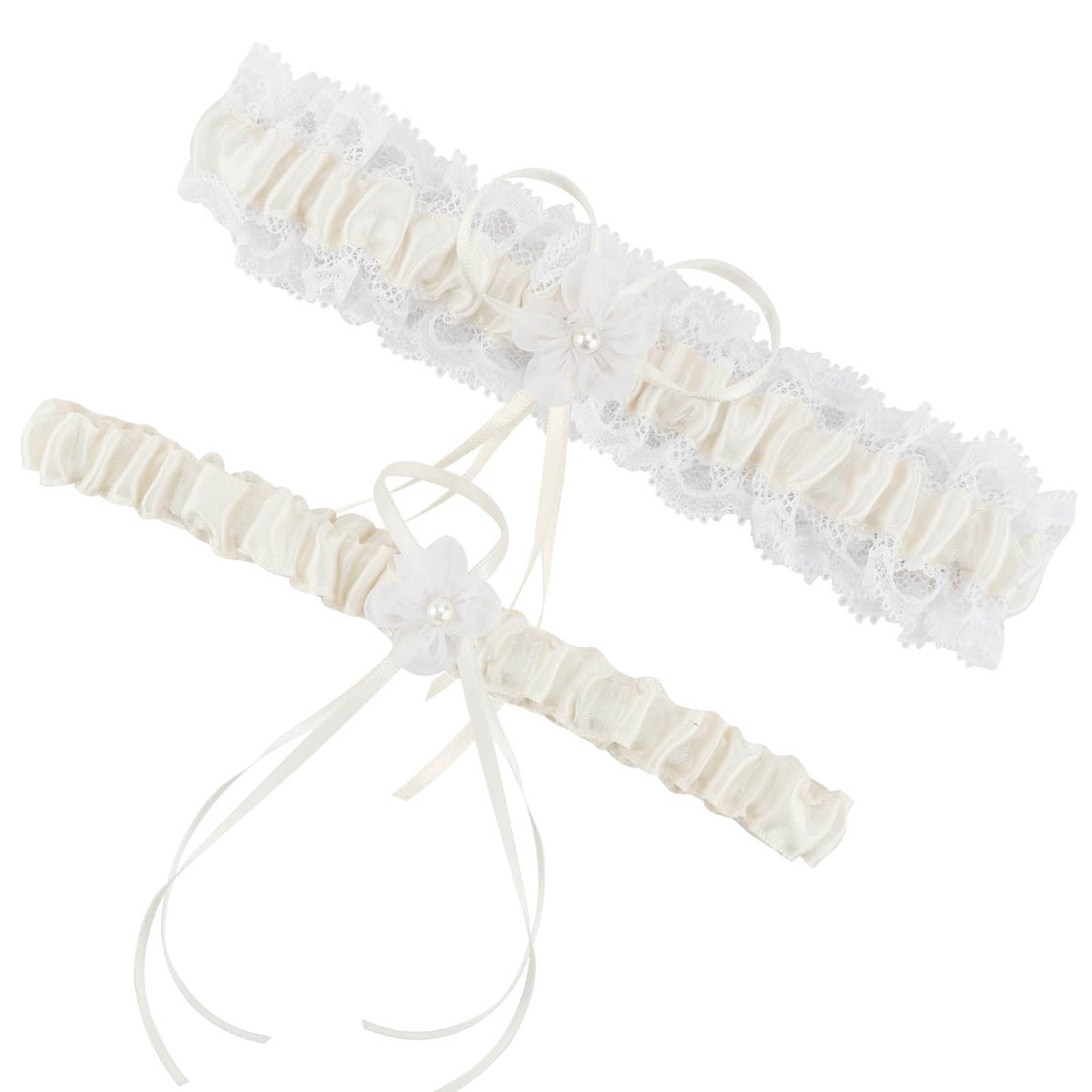 Homegardon Socks for Women White Garters for Bride 2 Pieces, Wedding Garter for Bride Elasticity Lace Garter, Wedding Garter Set for Bride, Women's,