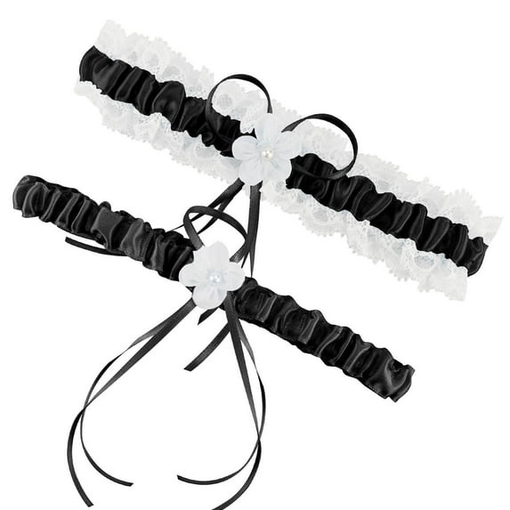 HomeGardon Socks for Women White Garters for Bride 2 Pieces, Wedding Garter for Bride Elasticity Lace Garter, Wedding Garter Set for Bride