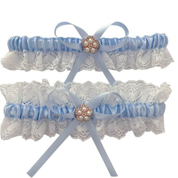 HomeGardon Socks for Women White Garters for Bride 2 Pieces, Wedding Garter for Bride Elasticity Lace Garter, Wedding Garter Set for Bride