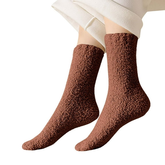 HomeGardon Socks for Women Women's Solid Color Coralline Breathable Winter Warm Medium Length Socks