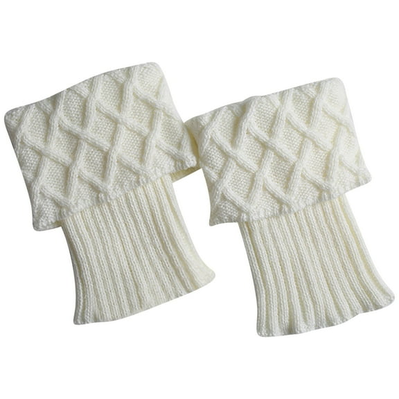 HomeGardon Socks for Women Women's Warm Women's Knitted Wool Boot Cover Short Flap Lozenge Mesh Leg Guards Socks Cover