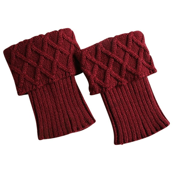 HomeGardon Socks for Women Women's Warm Women's Knitted Wool Boot Cover Short Flap Lozenge Mesh Leg Guards Socks Cover