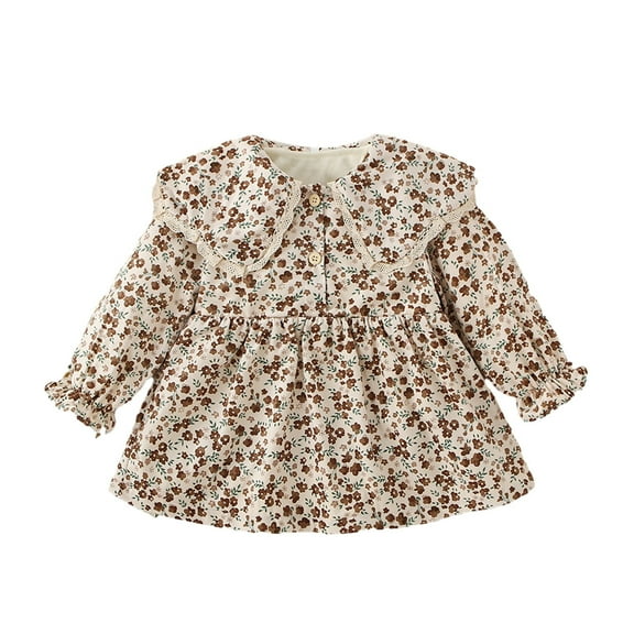 HomeGardon Girls Dress,Toddler Dress for Girls Girl Velvet with Bow Collar Long Sleeve Dress Tiered Ruffle Tunic Shirt Dress,80-110