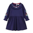 thumbnail image 1 of HomeGardon Girls Dress,Toddler Dress for Girls Girls Dresses Casual Spring Fall Winter Cotton Long Sleeves Striped Lapel Embroidery Tshirt Dress Clothes,2Y-7Y, 1 of 7