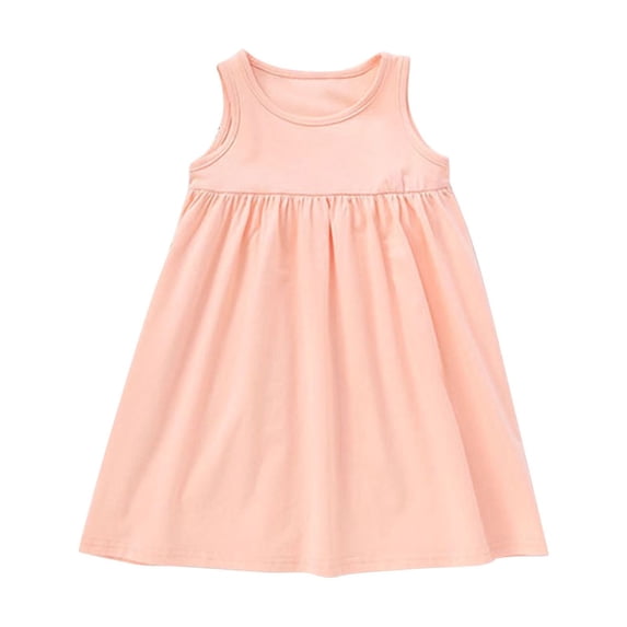 HomeGardon Girls Dress,Toddler Dress for Girls Toddler Kids Girls Cute Solid Color Sleeveless Stretchy Wrinkle Camisole Dress A Line Dress,90-140