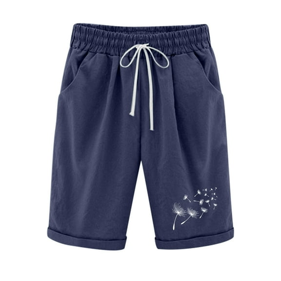 HomeGardon Shorts for Women Fashion Women Short Printed Tight High Waist Pocket Elasticity Sports Half Shorts Pants Features,S-XXL