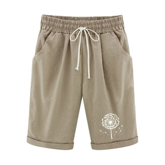 HomeGardon Shorts for Women Elastic Waist Blowball Printing Drawstring Shorts,S-XXL