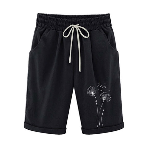 HomeGardon Shorts for Women Printed Elastic Waist for Casual with Casual Pockets Half Shorts Pants,S-XXL