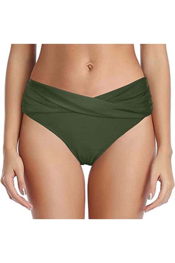 Summer Clearance Women's Bikini Bottoms Full Coverage Swim Bottoms Mid Waisted Bathing Suit Bottoms Swimsuit Bottoms