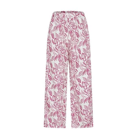 HomeGardon Women's Wide Leg Pants,Pants for Women Printed Pants with Pockets and Casual Wide Leg Pants,S-XXL