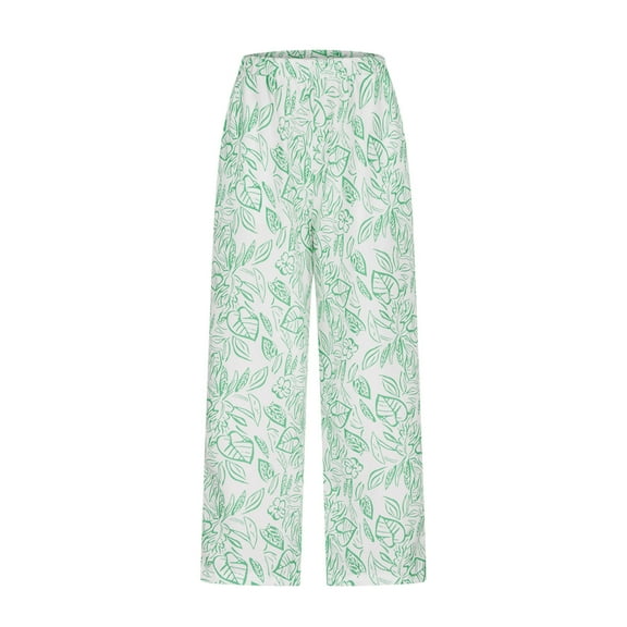 HomeGardon Women's Wide Leg Pants,Pants for Women Printed Pants with Pockets and Casual Wide Leg Pants,S-XXL