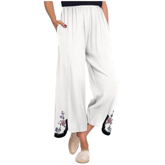 HomeGardon Summer Clearance! Womens Linen Pants,Fashionable and Casual Side Pleated Cotton and Linen Pants Cotton and Linen Loose Pants,S-XXL
