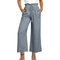thumbnail image 1 of HomeGardon Summer Clearance! Womens Linen Pants,Women Solid Color Casual Fashion Height Adjustable Waist Solid Color and Linen Pants,S-XXXL, 1 of 3