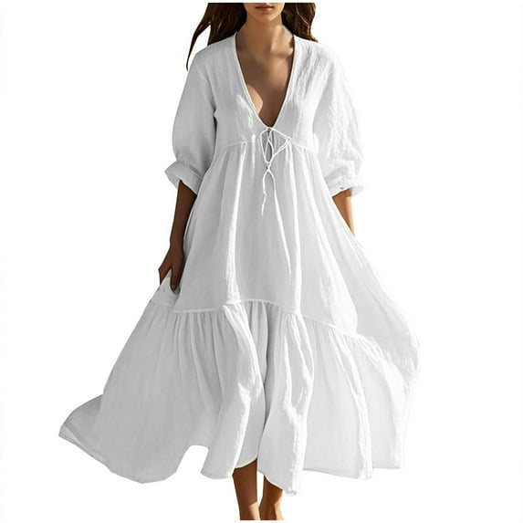 HomeGardon Summer Dresses Dresses for Women Summer Dresses for Women Print Sleeveless Round Neck Dress Casual Long Dresses,S-XXL