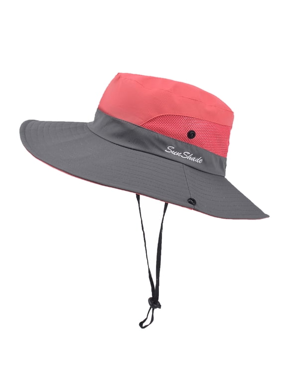 Summer Hats 1 Pack Womens Ponytail Sun Hat UV Protection Bucket Hats Foldable Wide Brim Summer Boonie Beach Cap Fishing Hiking 6 Colors