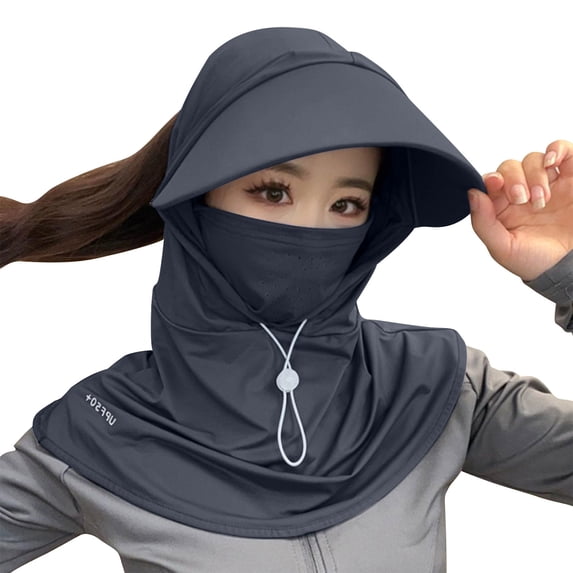 HomeGardon Summer Ice Silk Sun Hat for Women with Neck Flap Detachable Mesh Face Mask Hoodie UPF 50+ UV Protection Full Face Sun Cover Lightweight Outdoor Sports Sun Cap Sunscreen Mask and Hat
