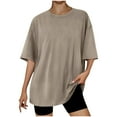 thumbnail image 1 of HomeGardon Summer Tops Tops for Women Casual Letter Printed T-Shirt with Round Neck and Shoulder Drop Short Sleeved Top,S-XXL, 1 of 3