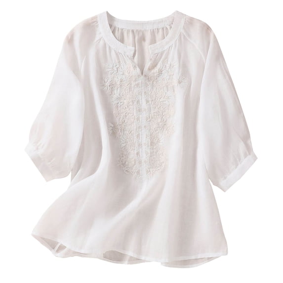 HomeGardon Summer Tops Tops for Women Fashion Solid Color V-Neck Casual Short Sleeved Top,M-XXXL