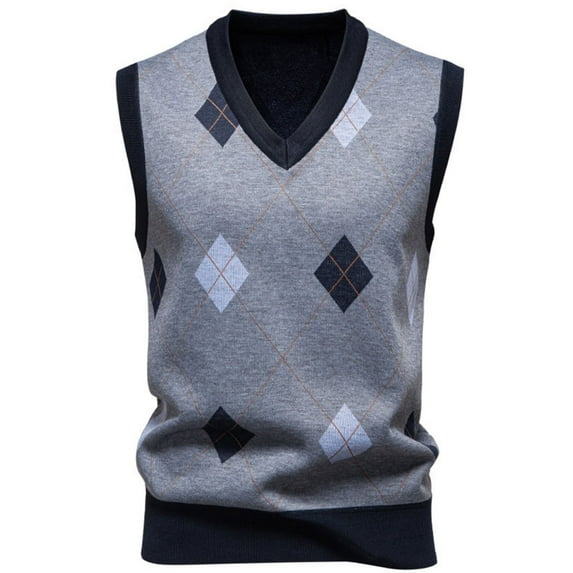 HomeGardon Sweater Vests Men Fall Sweaters Sleeveless Men Solid Color Knitting Round Neck Head Cover Elastic Sweater,L-XXL