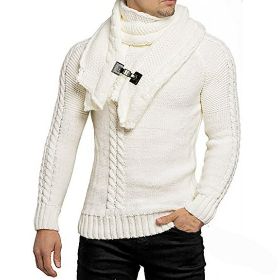 HomeGardon Sweaters for Men Shawl Collar Pullover Sweater Casual Slim Button Textured Knit Sweaters,M-XXXL