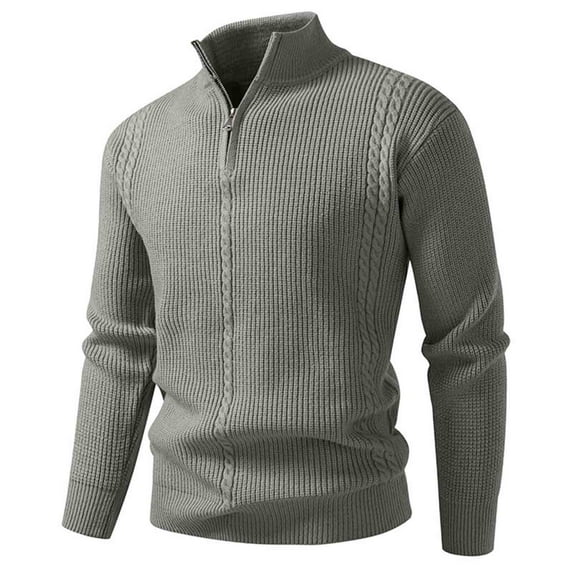 HomeGardon Fall Sweaters for Men Big and Tall Sweater Knitted Sweater Casual Loose Elastic Pullover Long Sleeve Zipper Stand-up Collar Sweater,M-XXXXL