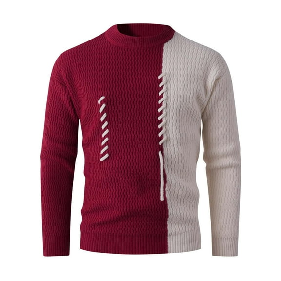 HomeGardon Sweaters for Men Striped Elastic Knit Sweater Warmth Laziness Loose Casual Round-Neck Sweater,M-XXXL