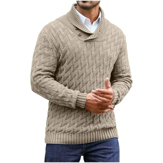 HomeGardon Sweaters for Men Solid Color Long Sleeved Stand Up Collar Slim Knit Sweater Workwear,S-XXXL