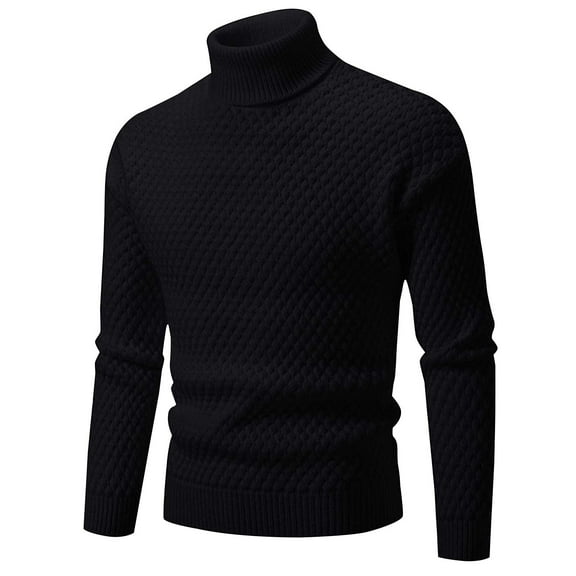 HomeGardon Sweaters for Men Winter Solid Color Knitted Casual Base High Neck Sweater Top Workwear,M-XXXL
