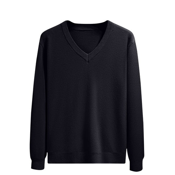 HomeGardon Sweaters for Men Winter Casual Fashion Solid Color Texture Long Sleeved V Neck Sweater,XS-XL
