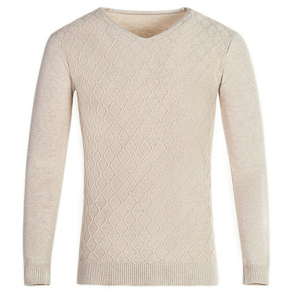 HomeGardon Sweaters for Men Fashiom Solid Color Intensification Warm V-Neck Shirt Sweater Blouse,M-XXXL