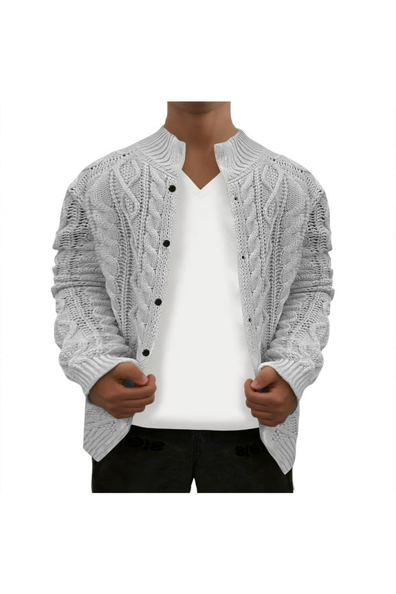 Cardigan Sweaters for Men Long Sleeved Fashion Warm and Winter Solid Wool Knitted Sweater Button Cardigan Jacket M-XXXXL