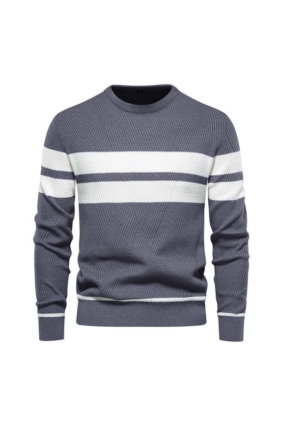 Sweaters for Men Graphic Sweaters Long Sleeve Round Neck Stripe Casual Comfortable Blouse Sweater,M-XXL