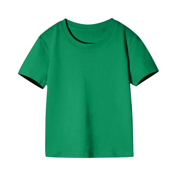 HomeGardon T Shirts for Unisex Kids Boys Girls Summer Cotton Short Sleeve Crew Neck Shirt Solid Color Basic Layering Top,Green