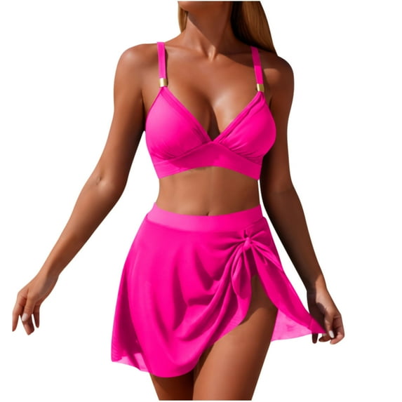 HomeGardon Tankini Swimsuits for Women Women Solid Color Backless Strap Bikini Swimsuit Bikini Color Blocking Off-Shoulder Set