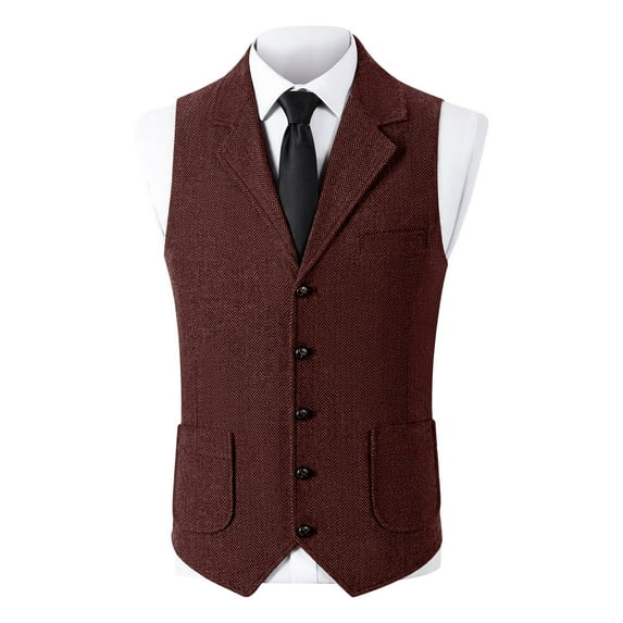 HomeGardon Waistcoat for Men Suit Vest Men's Solid Color Sleeveless Collar with Multiple Pockets Comfortable and Breathable Shirt,XS-XXXL