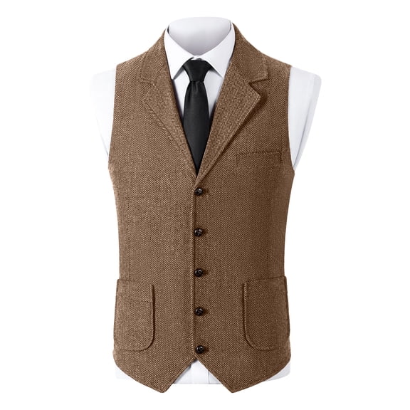 HomeGardon Waistcoat for Men Suit Vest Men's Solid Color Sleeveless Collar with Multiple Pockets Comfortable and Breathable Shirt,XS-XXXL