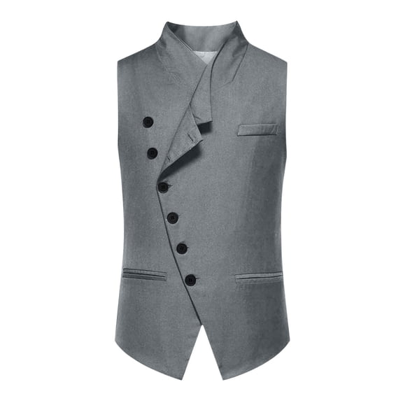HomeGardon Waistcoat for Men Suit Vest Men's Blazer-neck Placket Printing Breasted Slim Waistcoat-Neck Tank Top,S-XXL