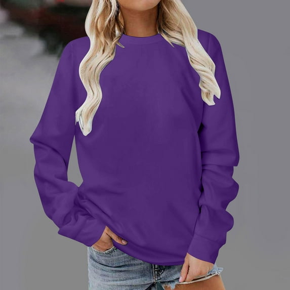 HomeGardon Women Shirts Saving Womens Casual Long Sleeve Sweatshirt Crew Neck Cute Pullover Relaxed Fit Tops, Solid Sweatshirt for Women Loose Fit Tunic Top Fall Clothes Basic Tee Shirts